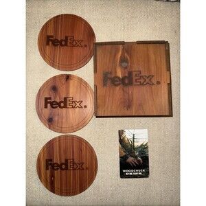 FEDEX WoodChuck Drink Coasters Wooden Box Coaster Set of 3 Custom